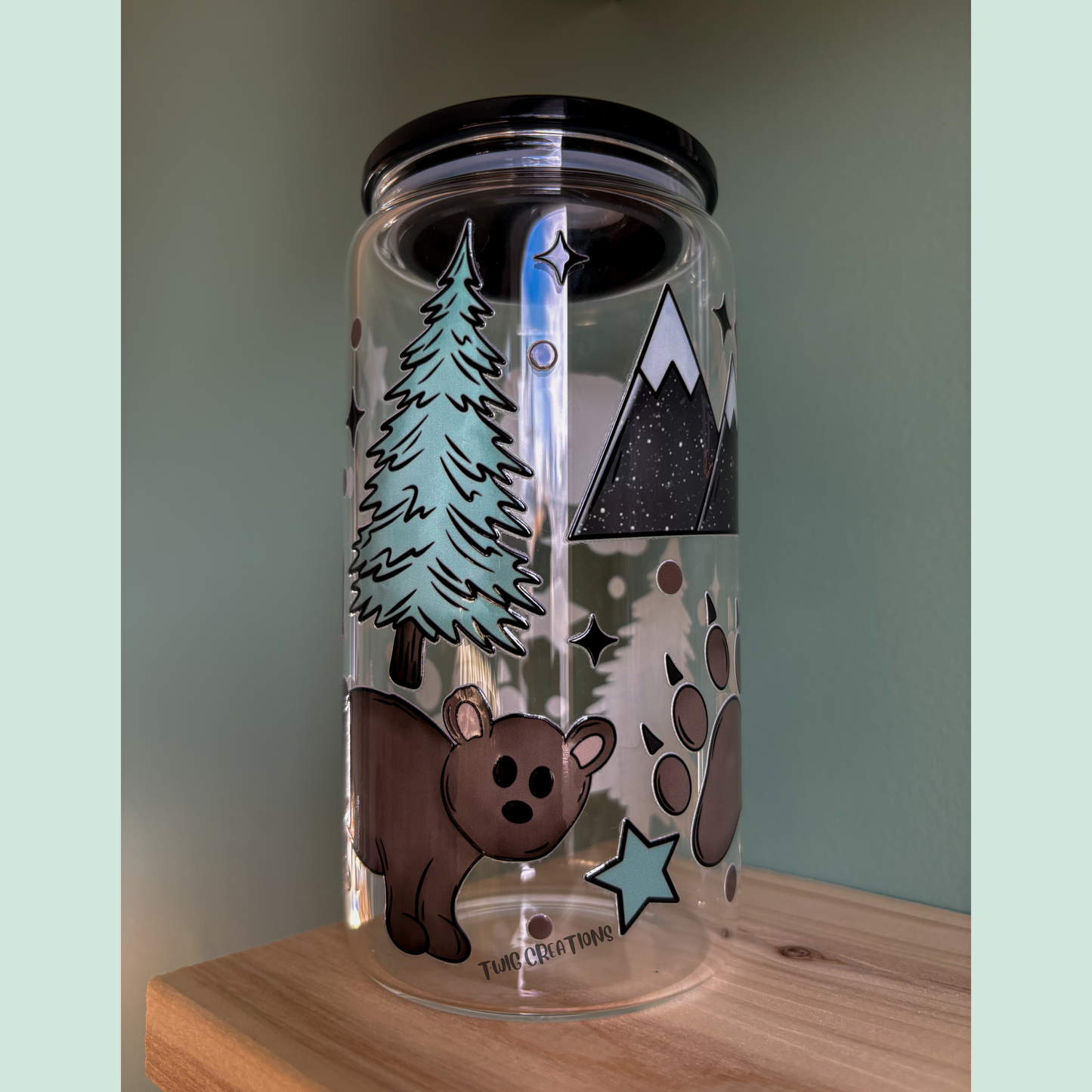 Bear Country 16 oz Glass Cup