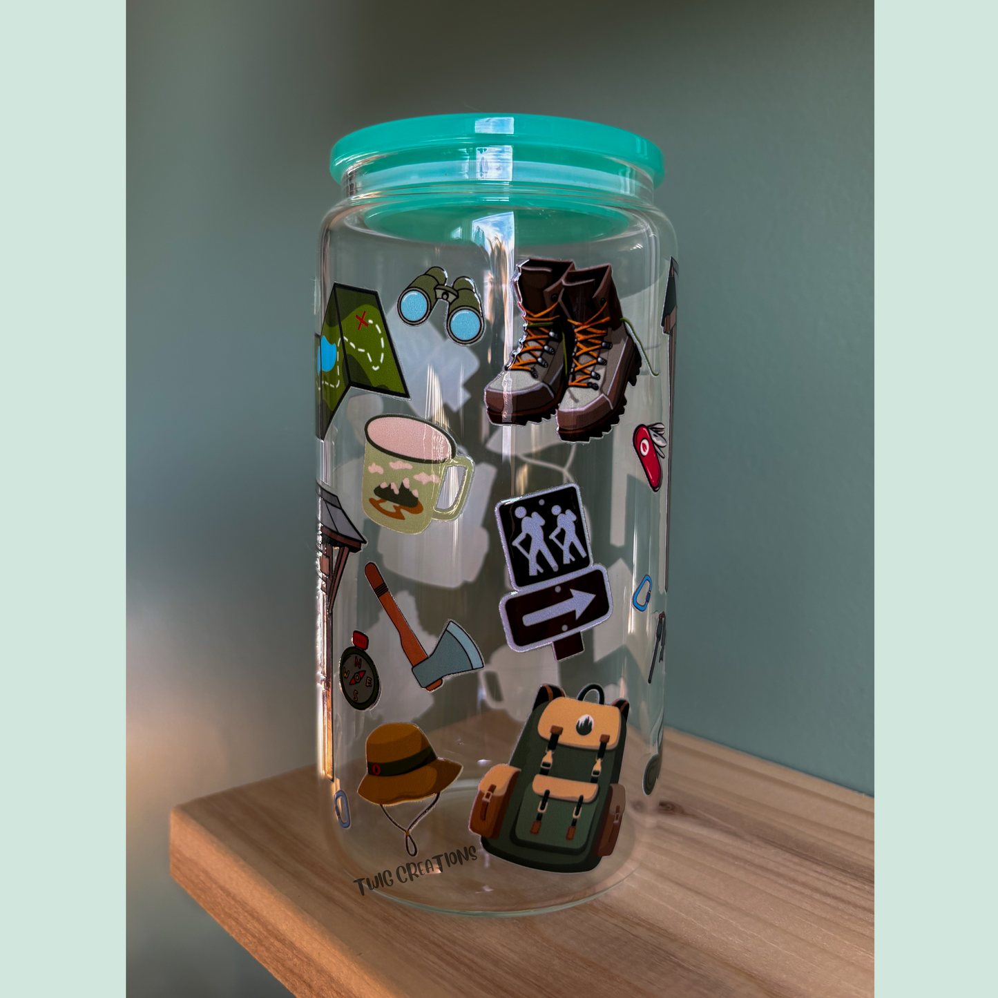 Let's Go On a Hike 16 oz Glass Cup