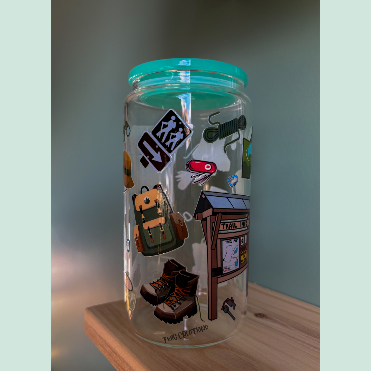 Let's Go On a Hike 16 oz Glass Cup