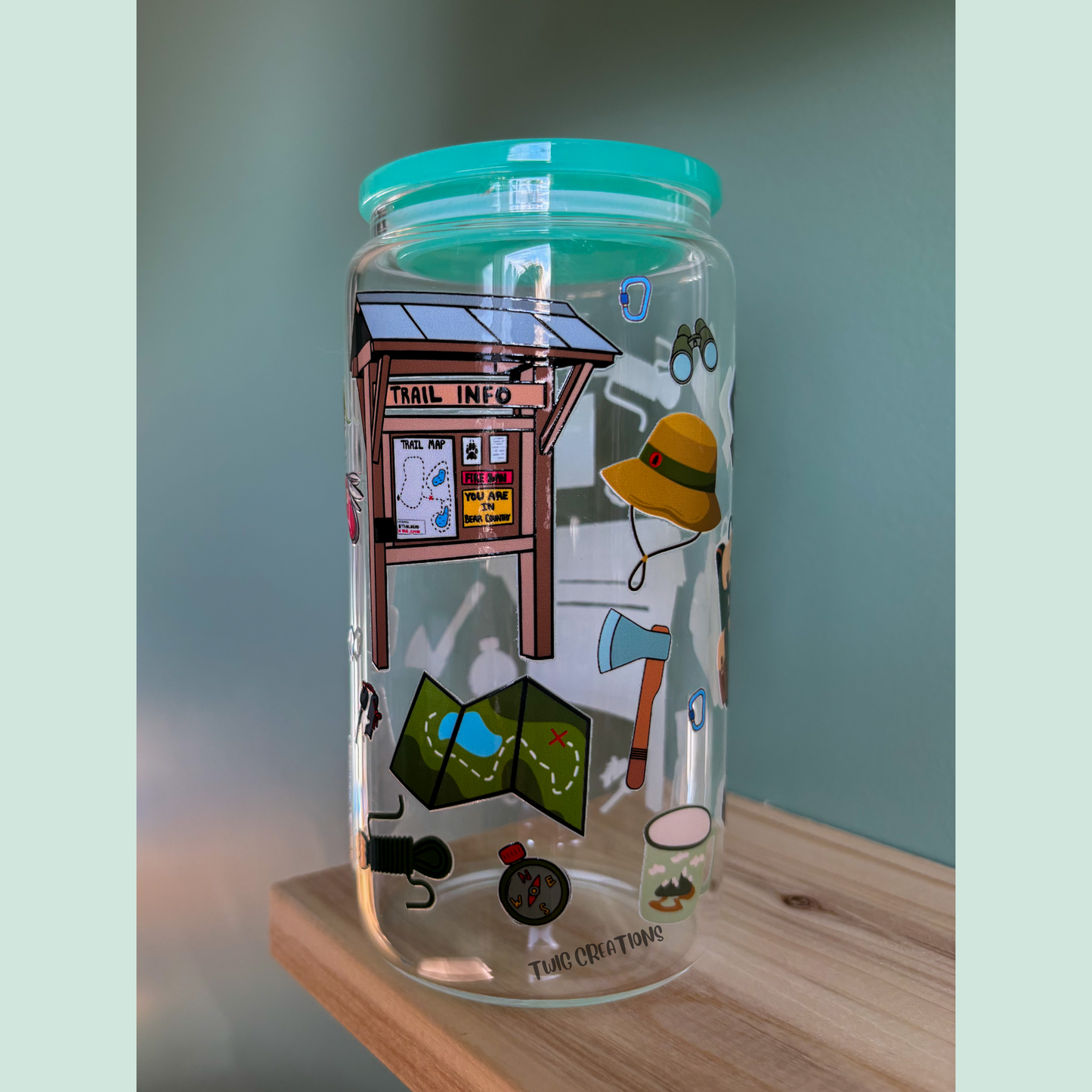 Let's Go On a Hike 16 oz Glass Cup