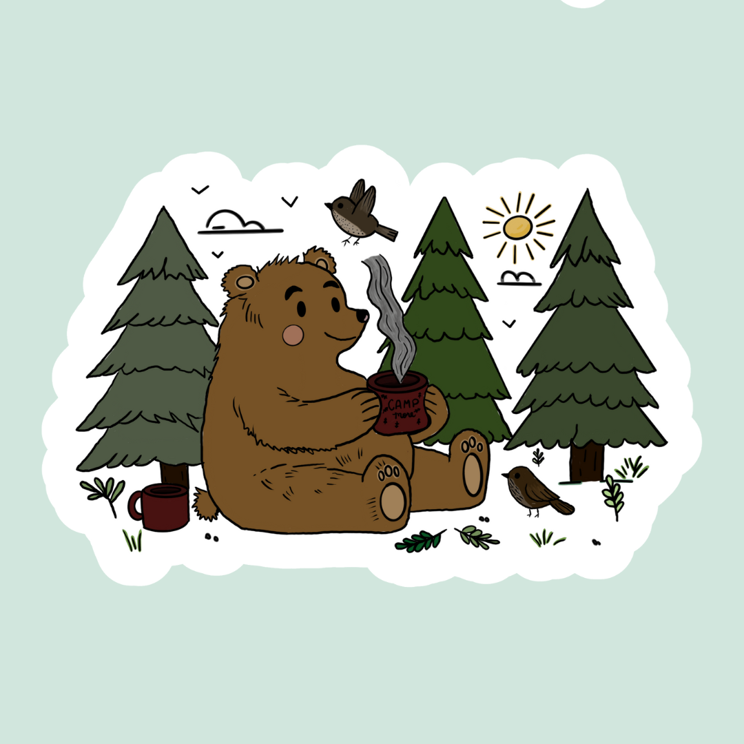 Bear Coffee Time Sticker