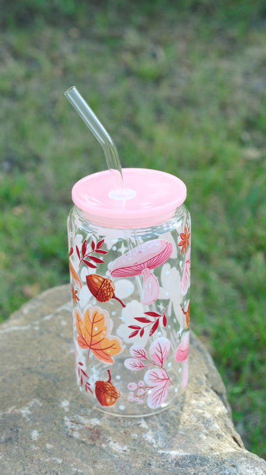 Autumn Treasures 16 oz Glass Cup Twig Creations