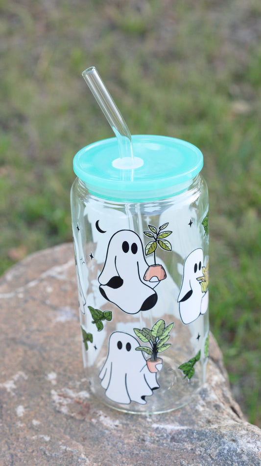 Boo-tanical 16 oz Glass Cup Twig Creations