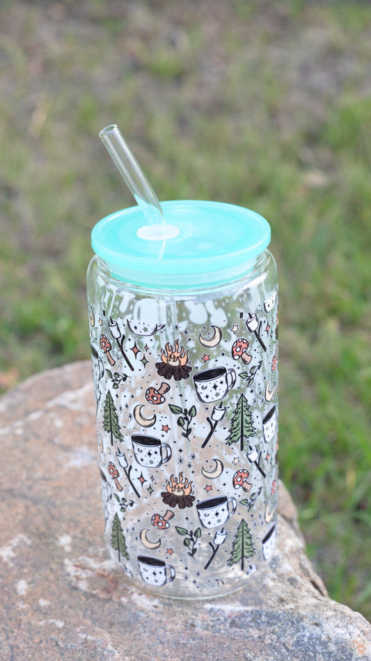 Cozy Campfire 16 oz Glass Cup Twig Creations