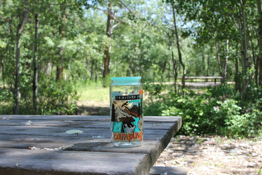 I'd Rather Be Camping 16 oz Glass Cup Twig Creations