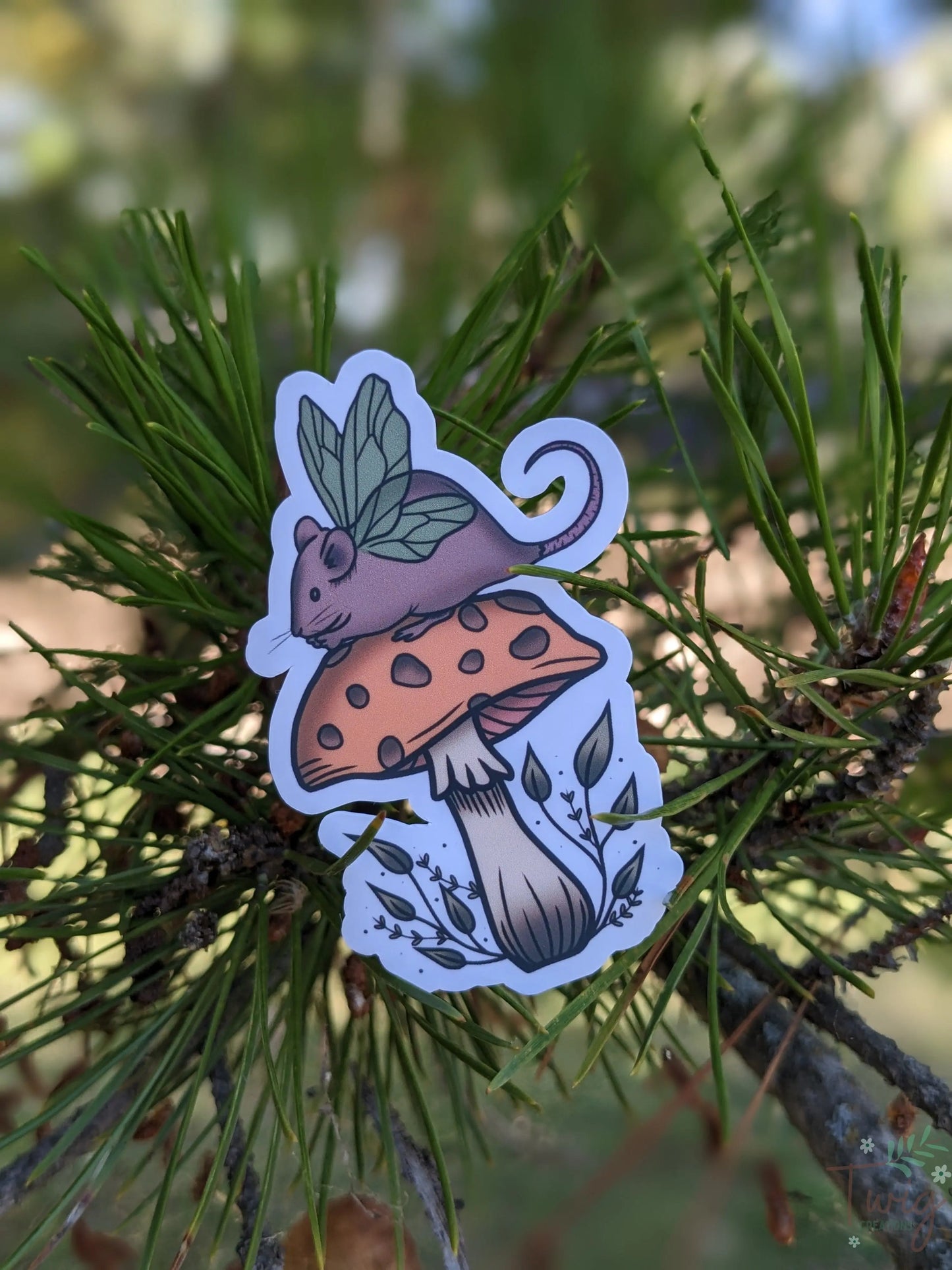 Mouse on Mushroom Sticker Twig Creations