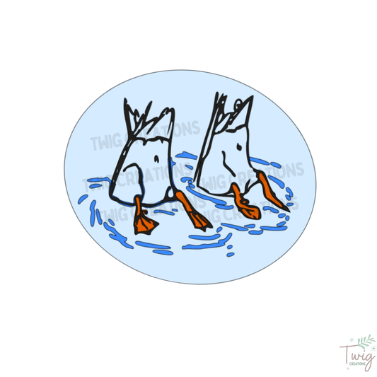 Two Dabbling Ducks Rainbow Window Cling Twig Creations