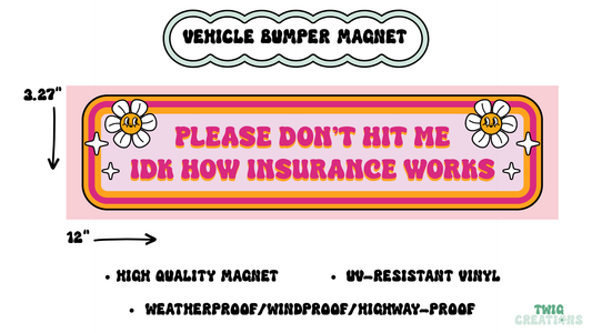 Please Don't Hit Me Car Bumper Magnet Twig Creations