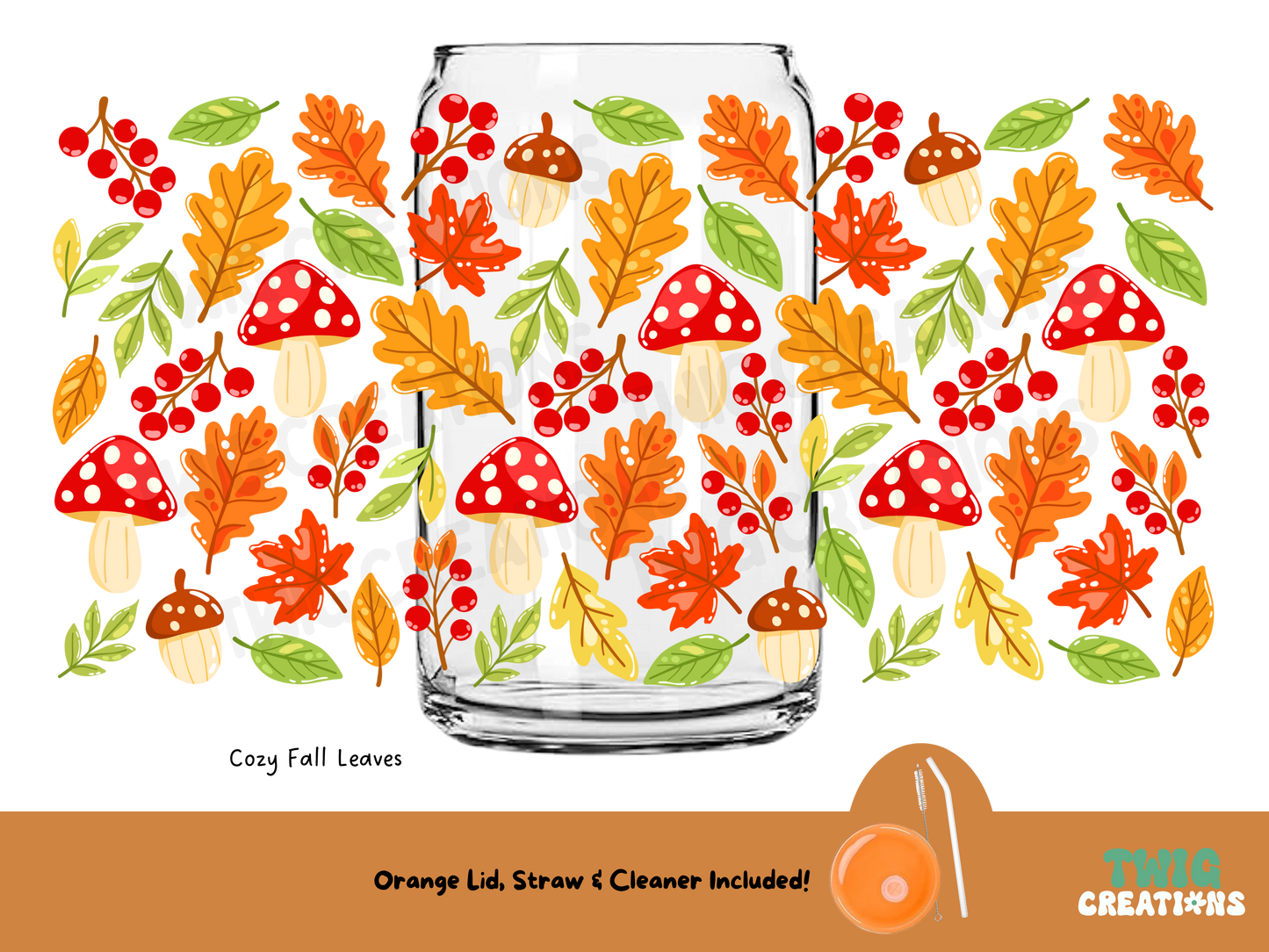 Square Glass Cup w/ Lid & Straw Twig Creations