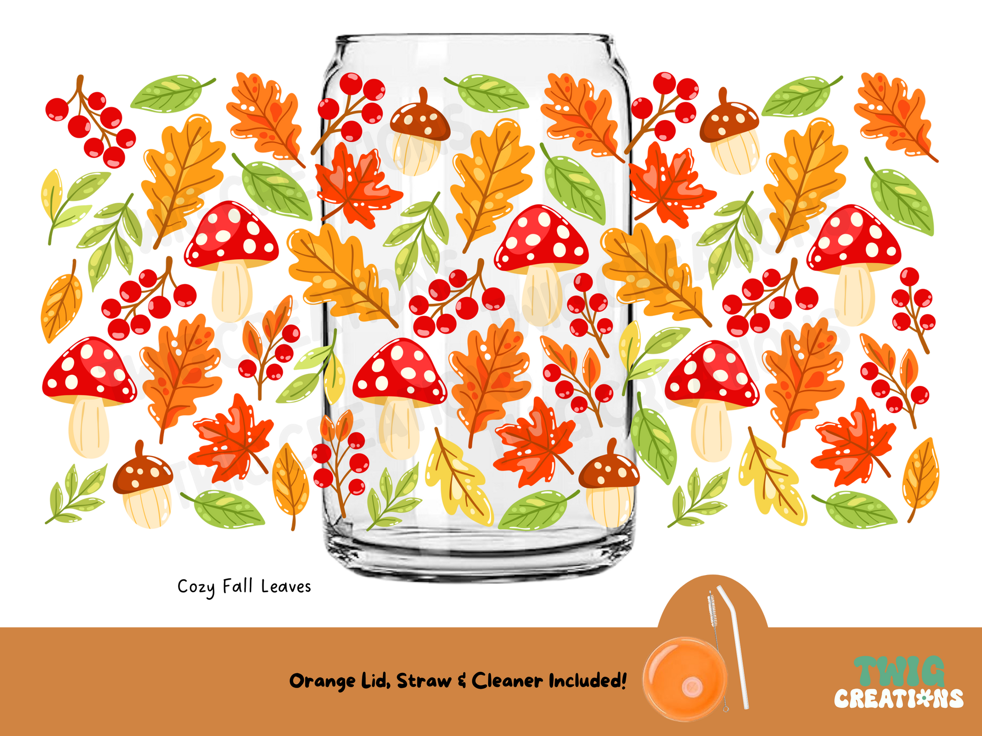 Square Glass Cup w/ Lid & Straw Twig Creations