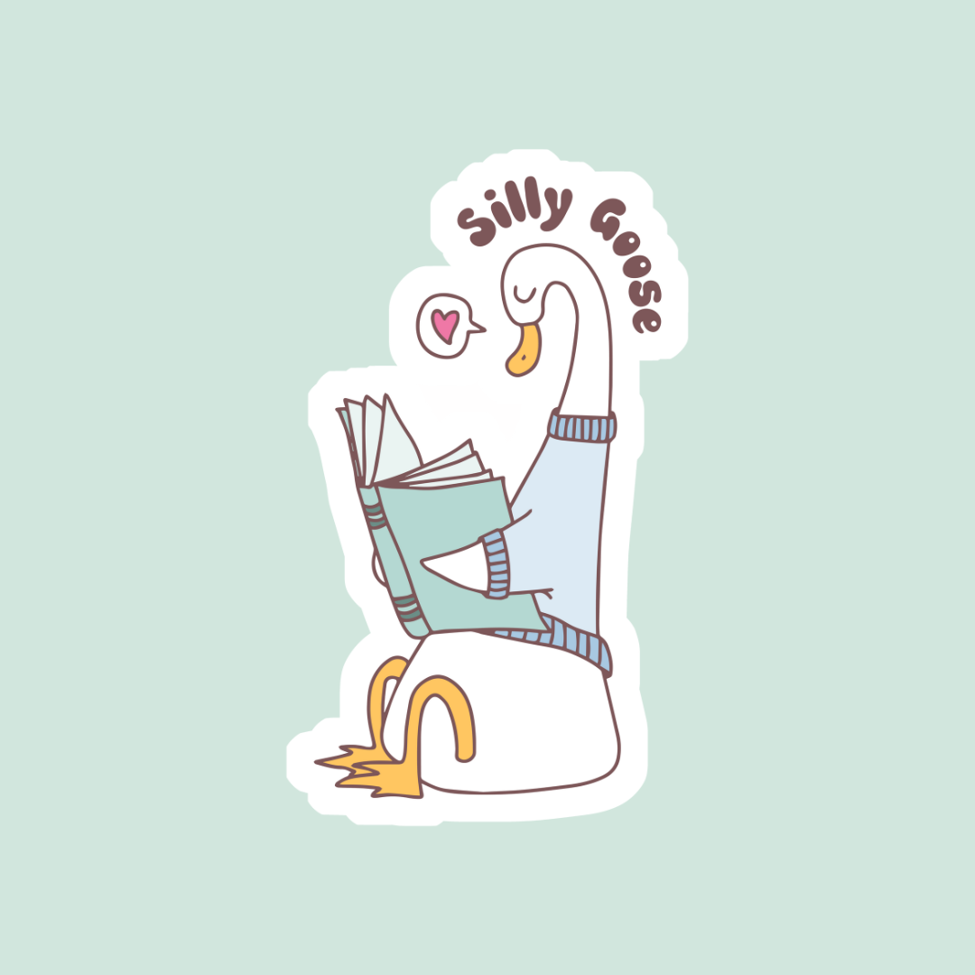 Silly Reading Goose Sticker