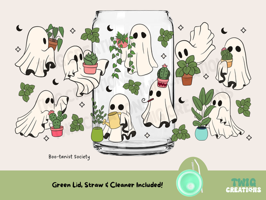 Boo-tanist Society 16 oz Glass Cup Twig Creations
