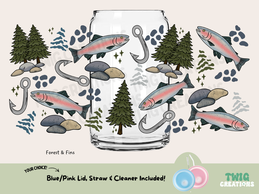 Forest & Fins 16 oz Glass Cup Twig Creations