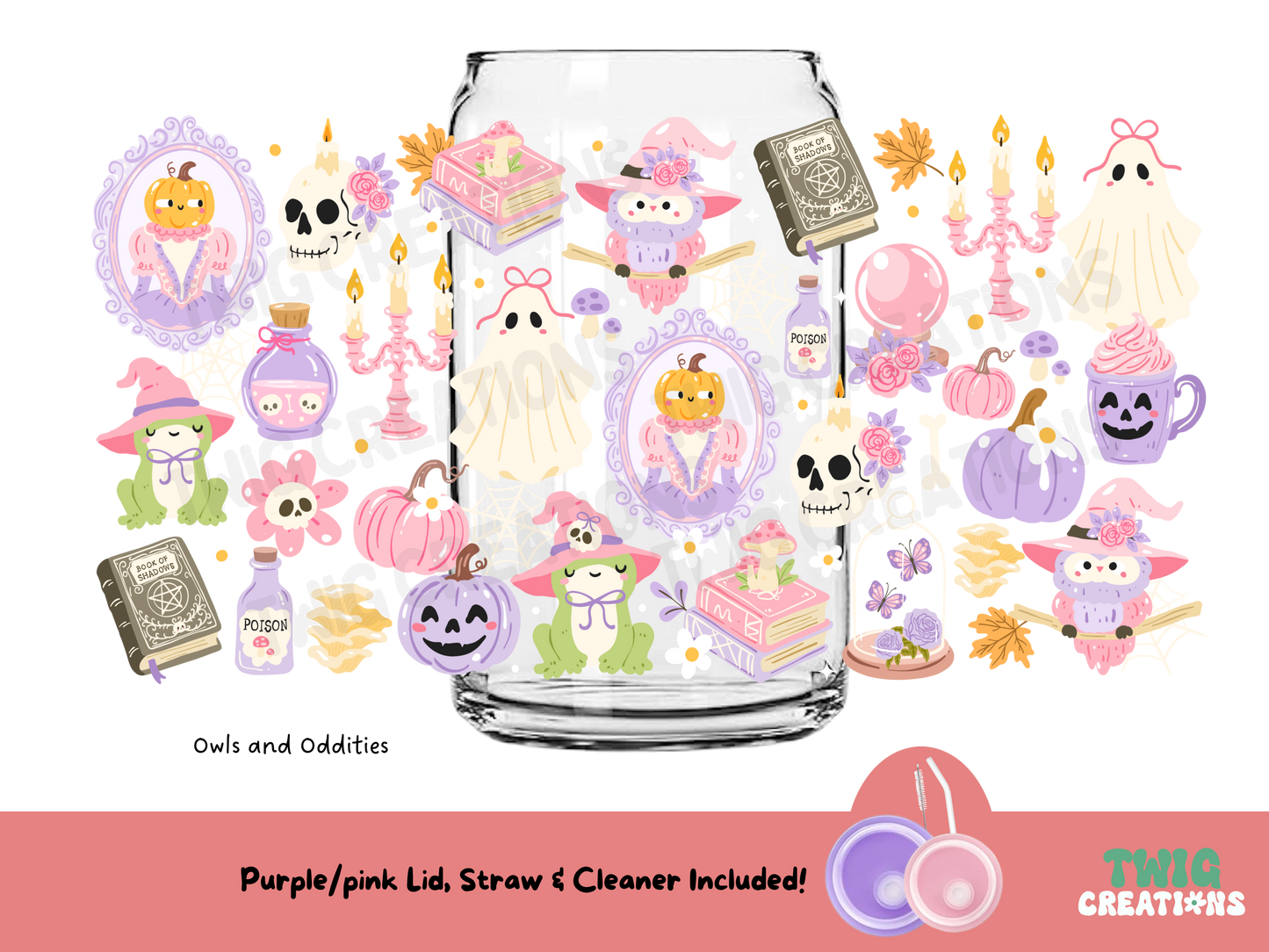 Square Glass Cup w/ Lid & Straw Twig Creations