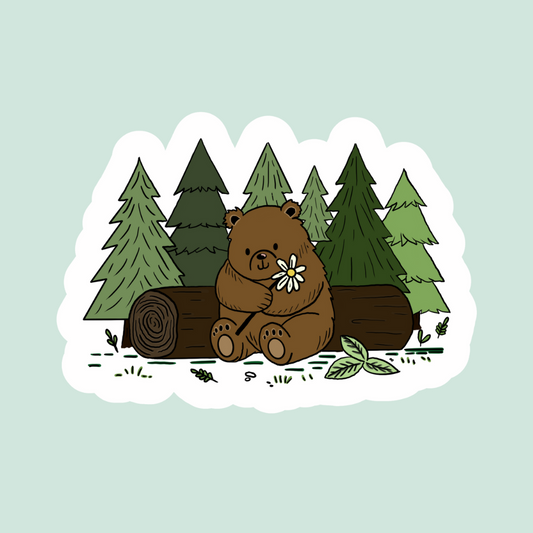 Bear with Daisy Sticker