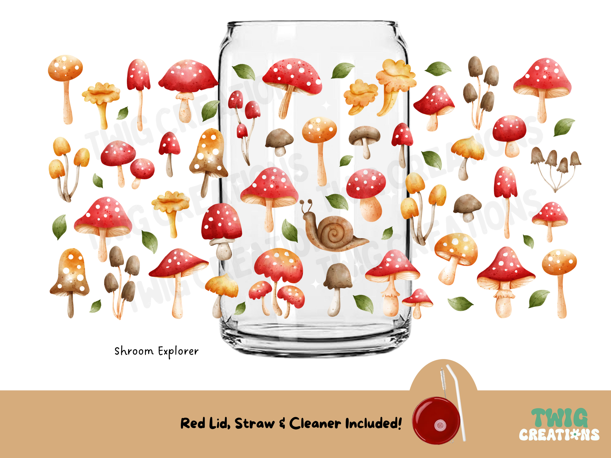 Square Glass Cup w/ Lid & Straw Twig Creations