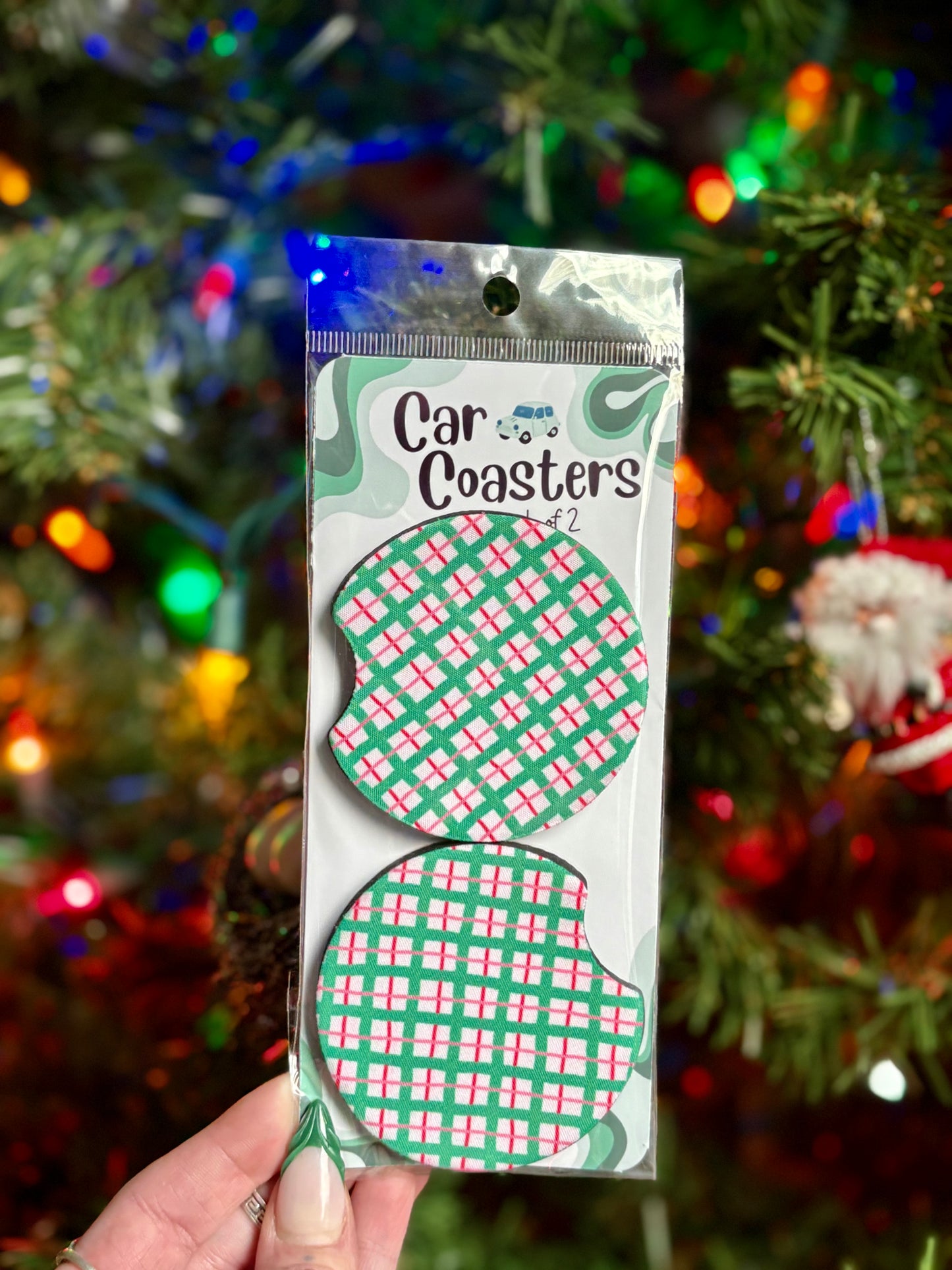 Cozy Christmas Plaid Car Coasters Twig Creations