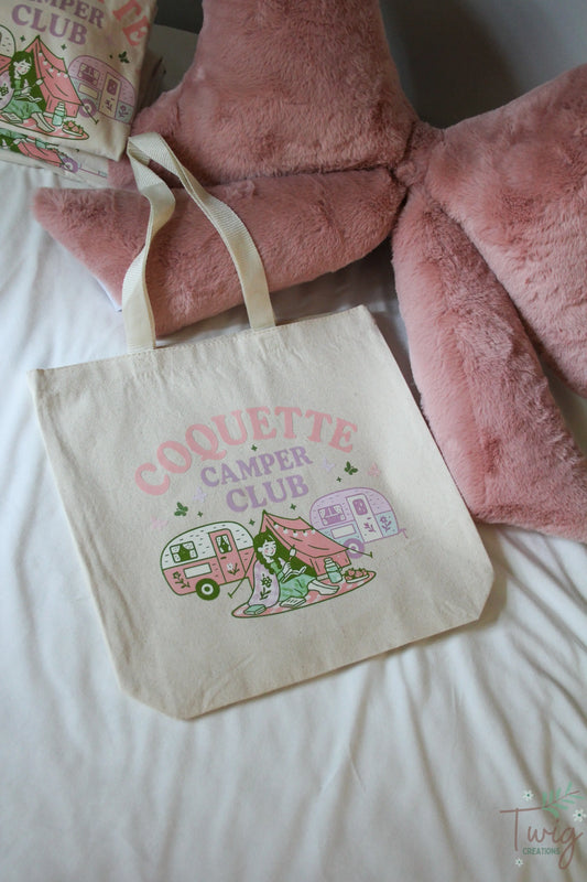 Coquette Camper Club Canvas Tote Bag