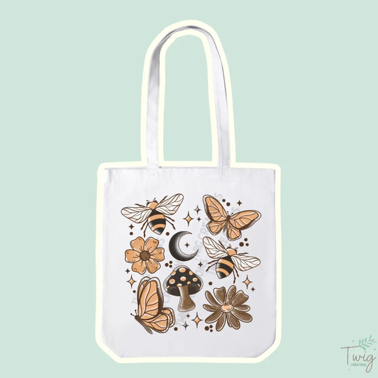 Cottagecore Bees and Butterflies Tote Bag Twig Creations