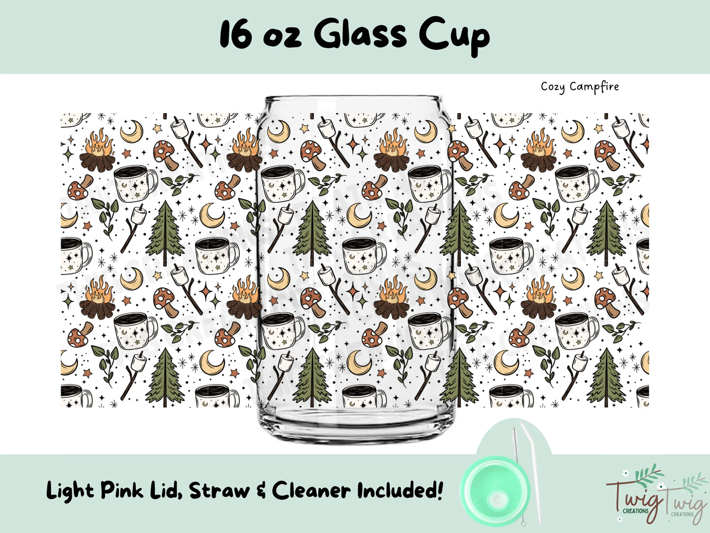 Cozy Campfire 16 oz Glass Cup
