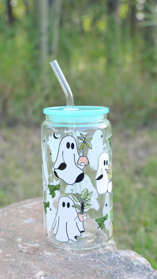 Boo-tanical 16 oz Glass Cup Twig Creations