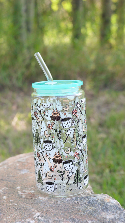 Cozy Campfire 16 oz Glass Cup Twig Creations
