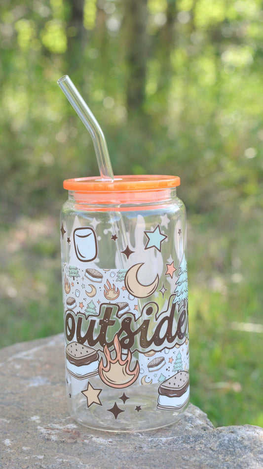 Outsider 16 oz Glass Cup Twig Creations