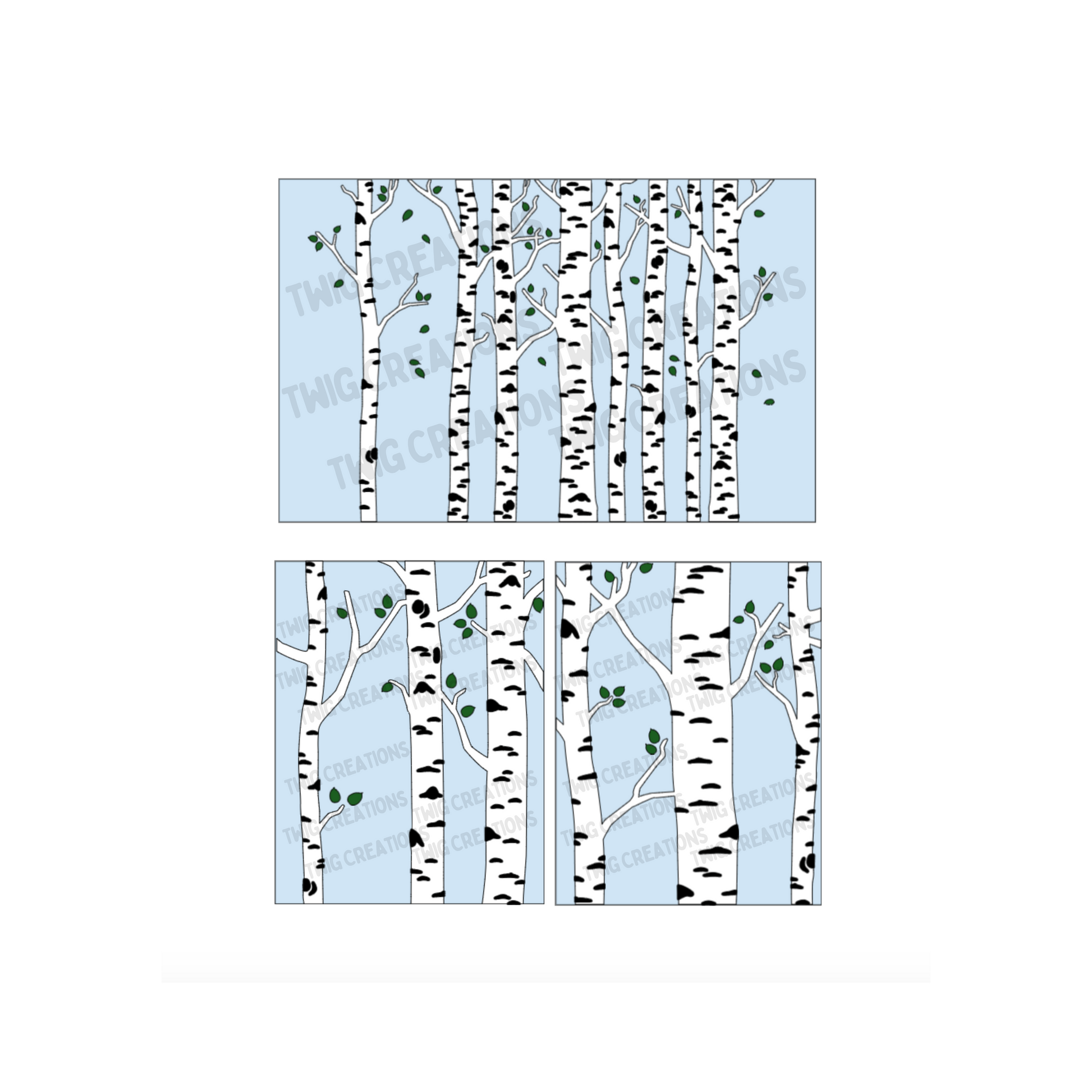 Birch Trees Rainbow Window Cling Bundle Twig Creations