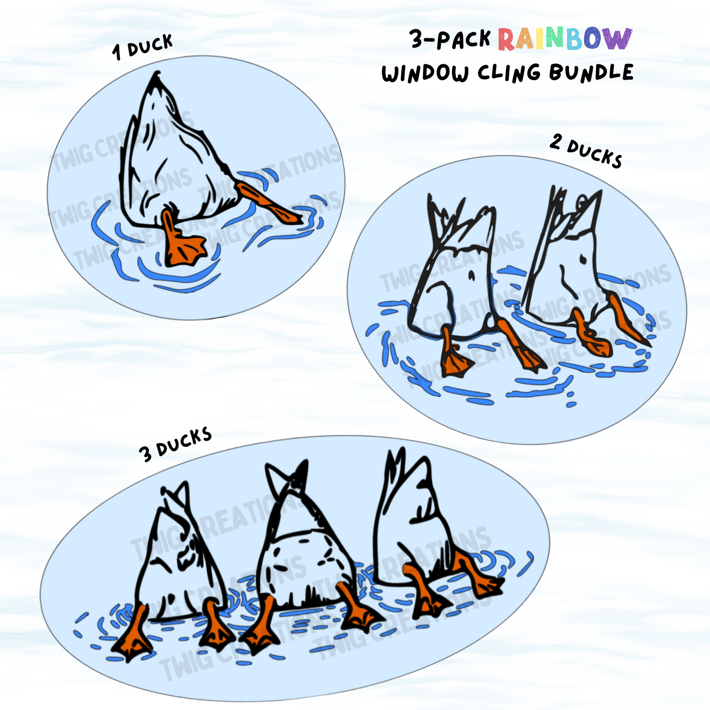 Dabbling Ducks Rainbow Window Cling Bundle (3 pack)