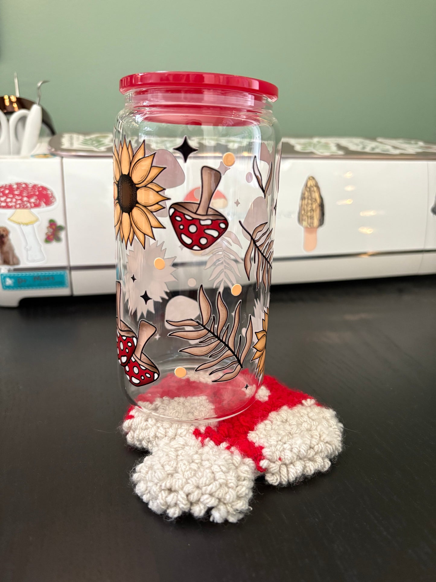 Punch Needle Mushroom Coaster