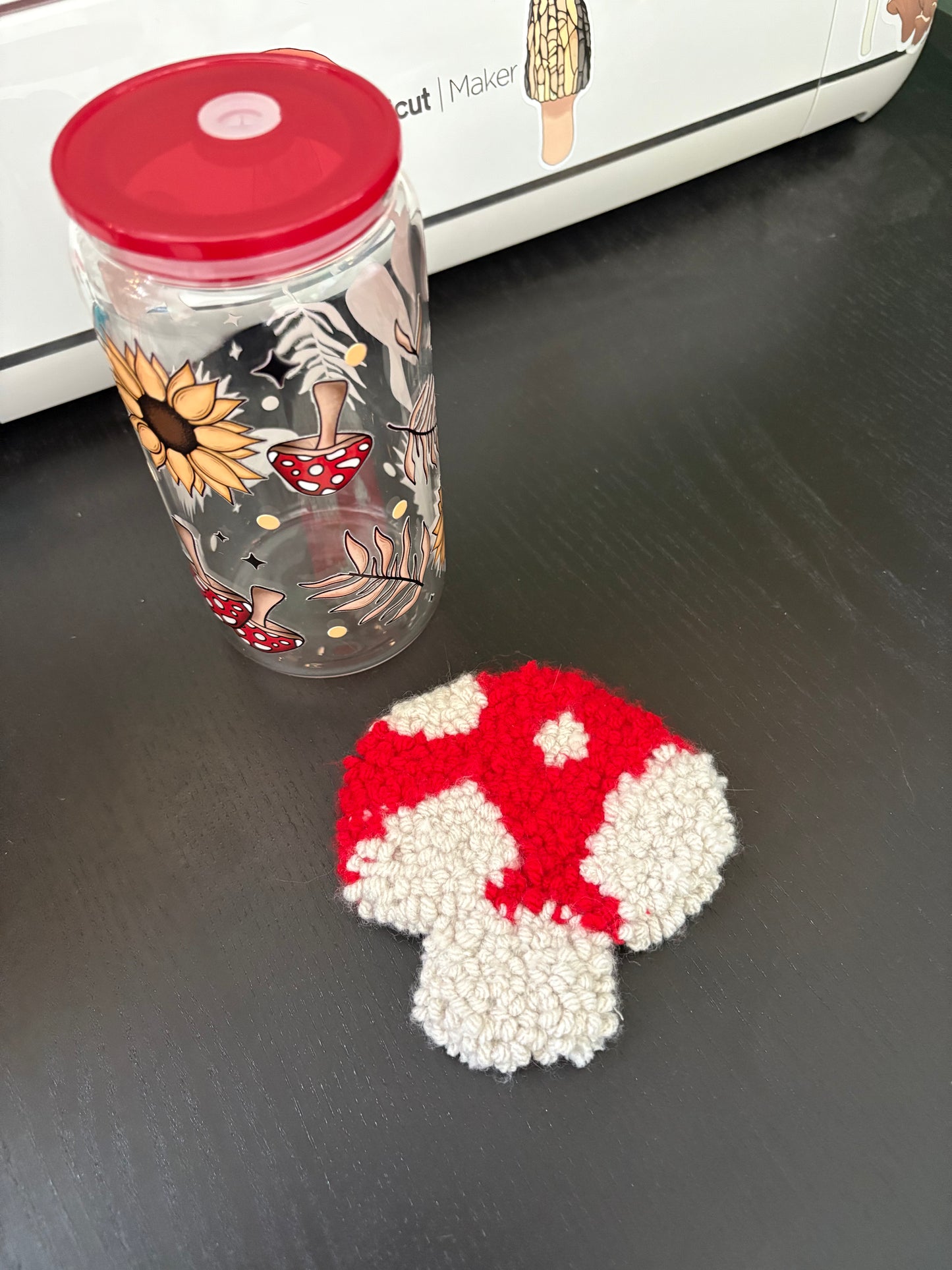 Punch Needle Mushroom Coaster