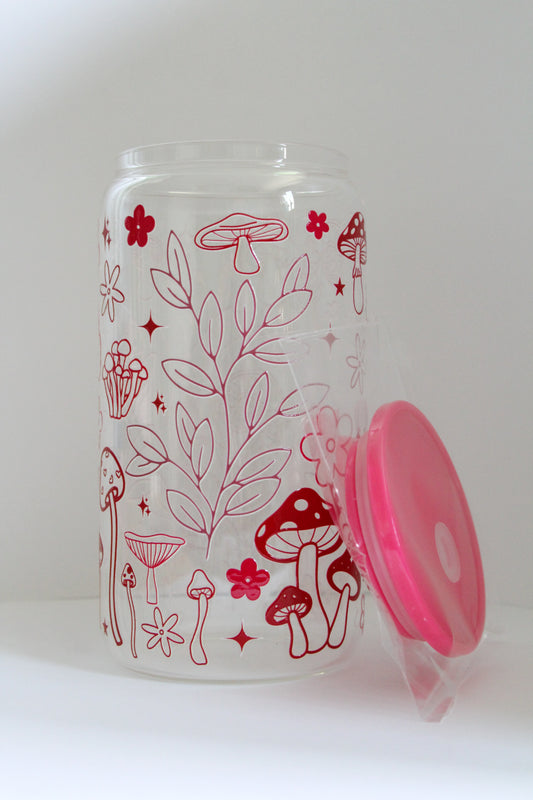 Mushroom Grove 16 oz Glass Cup