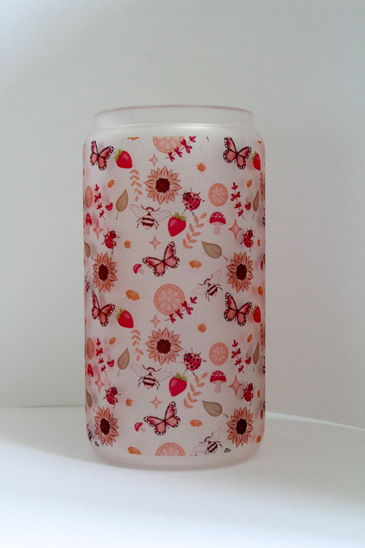 Sun-kissed Meadow Frosted 16 oz Glass Cup