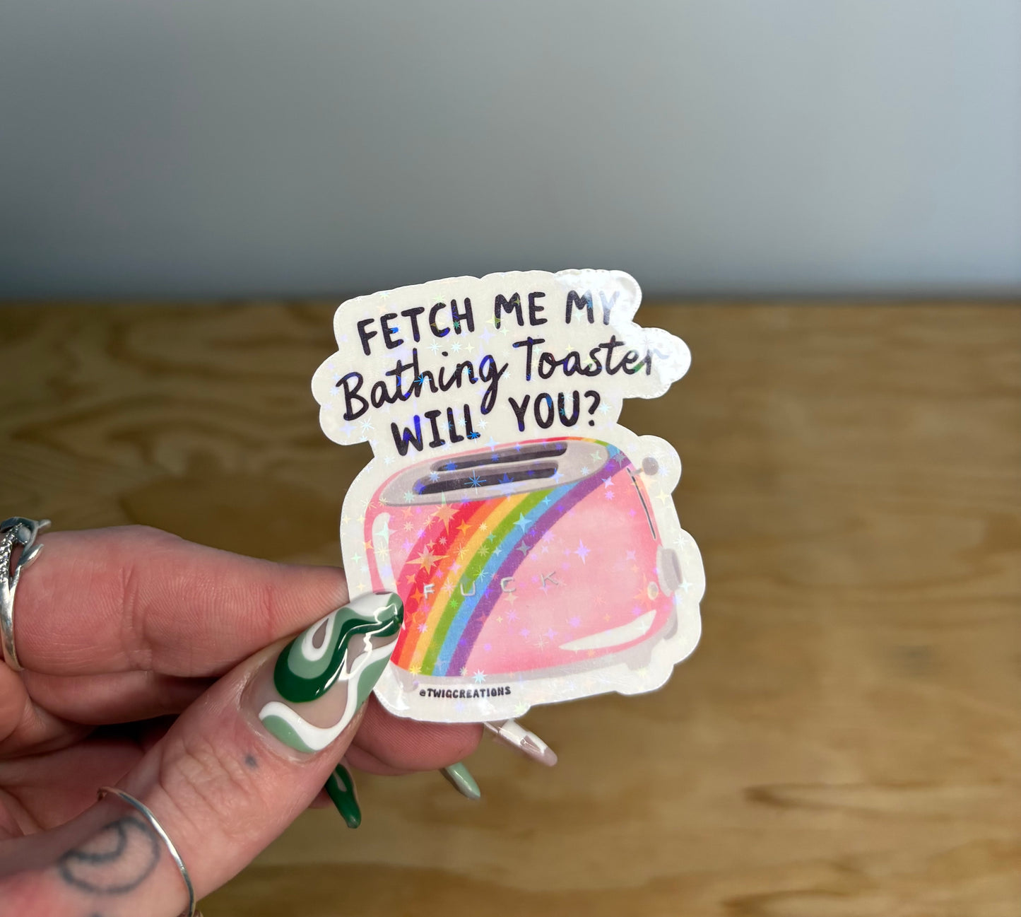 Fetch me my bathing toaster Sticker Twig Creations