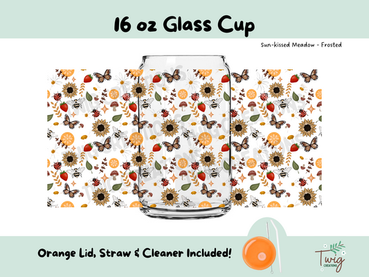 Sun-kissed Meadow Frosted 16 oz Glass Cup