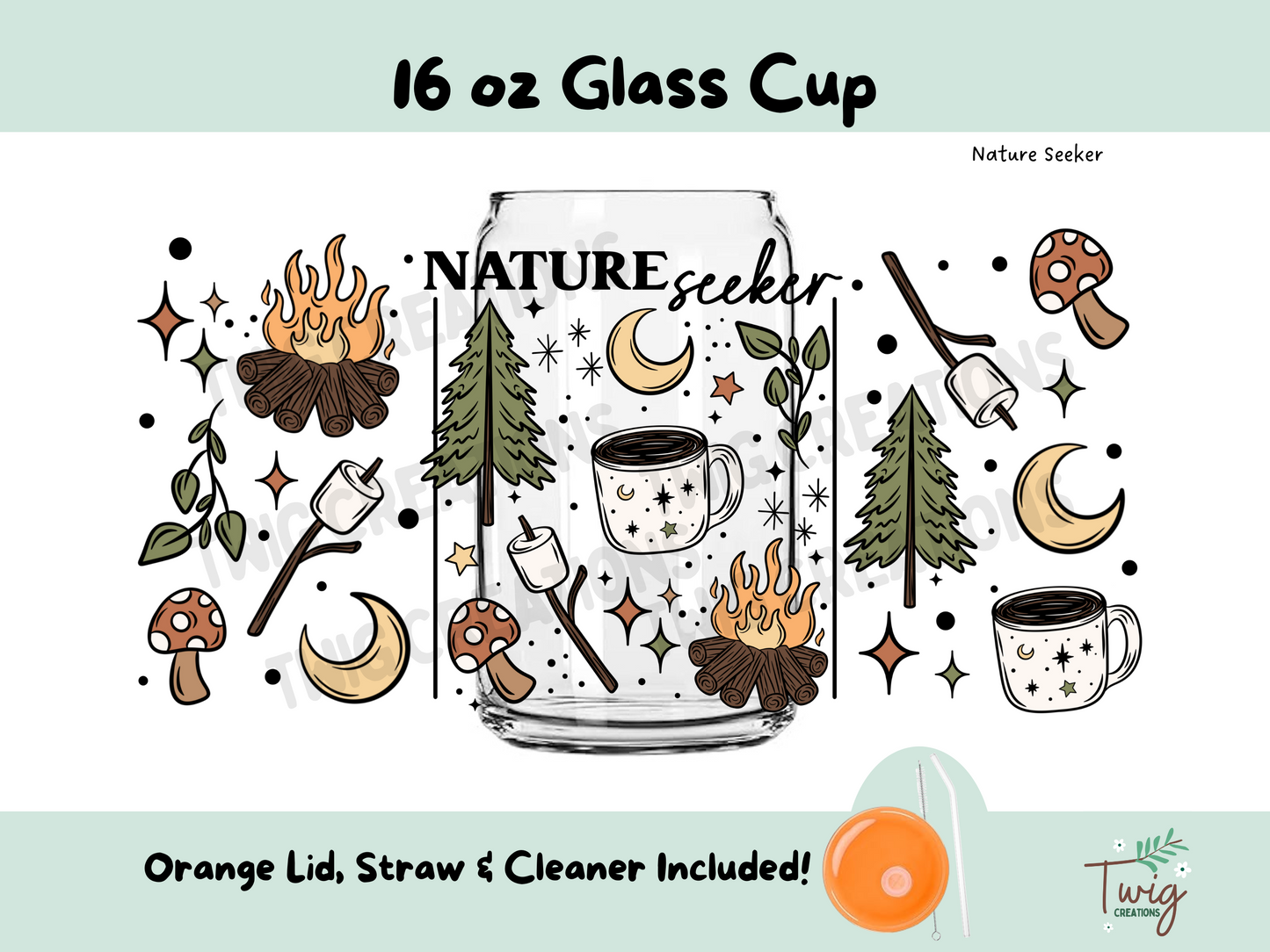 Nature Seeker 16 oz Glass Cup