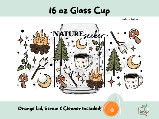 Nature Seeker 16 oz Glass Cup