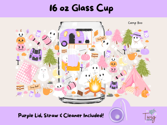 Camp Boo 16 oz Glass Cup