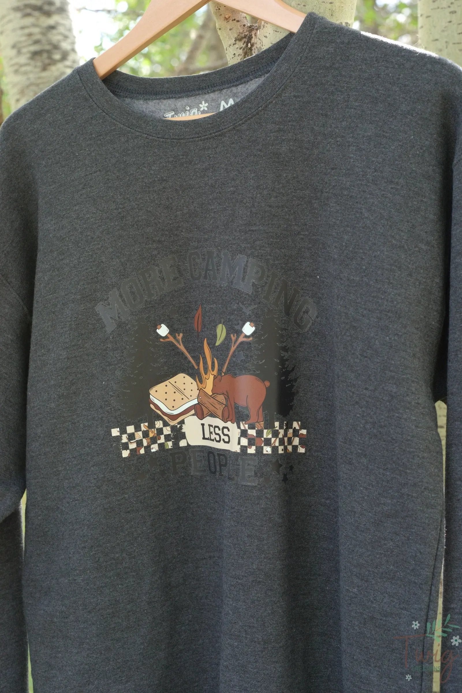 More Camping, Less People Crewneck Twig Creations