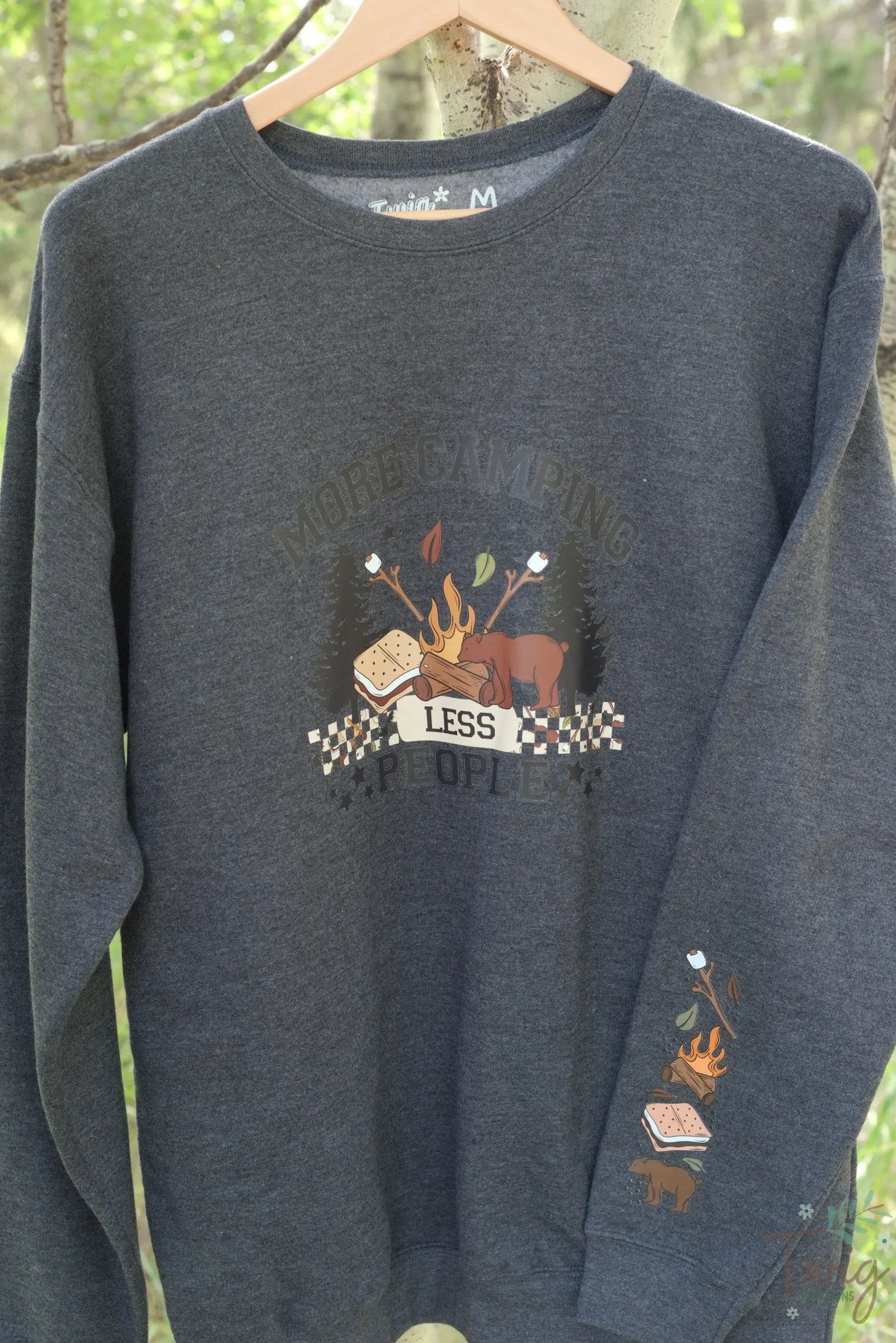 More Camping, Less People Crewneck Twig Creations