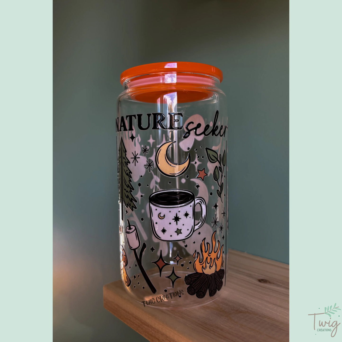 Nature Seeker 16 oz Glass Cup Twig Creations