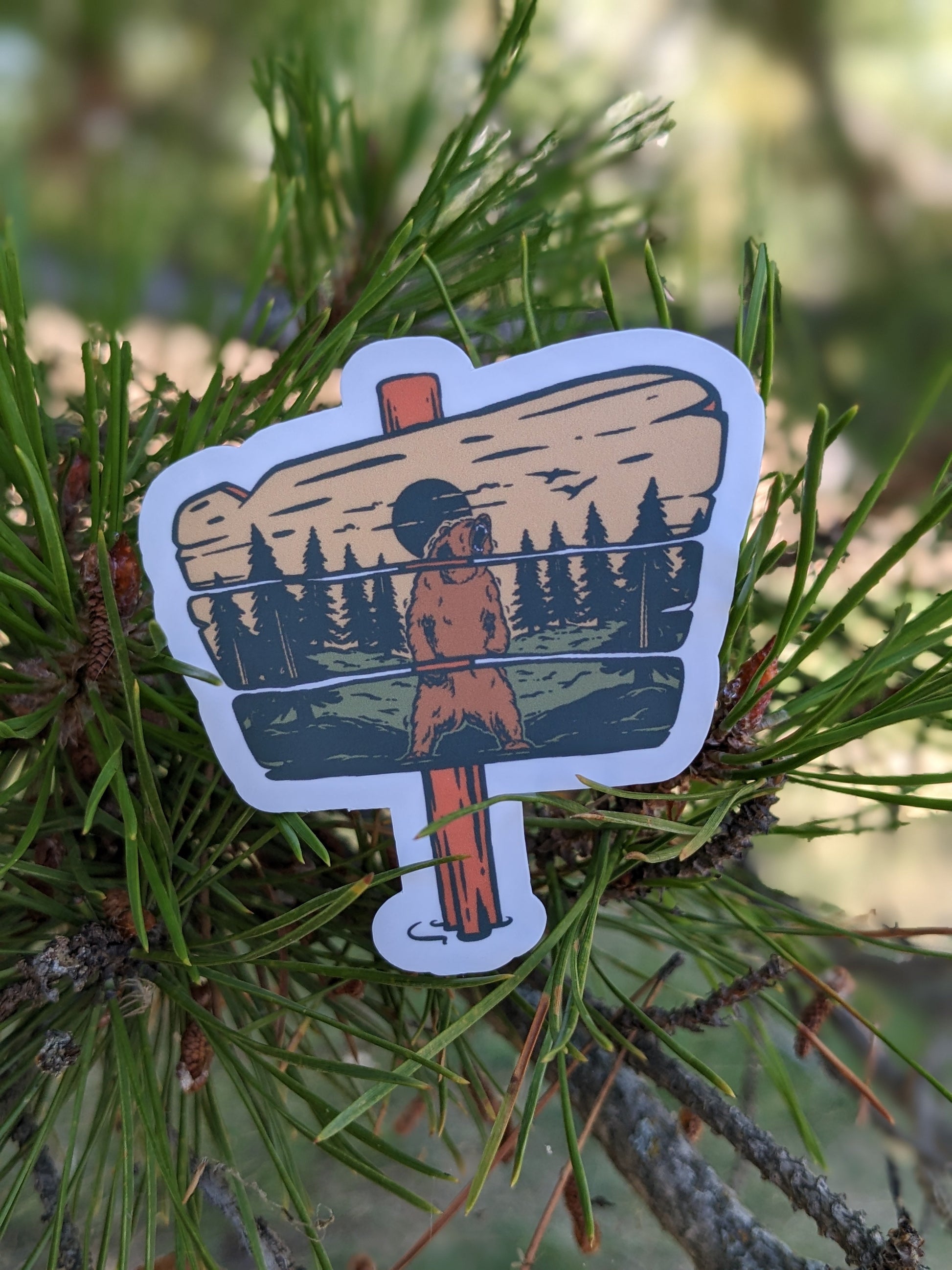 National Park Sign with Bear Sticker Twig Creations