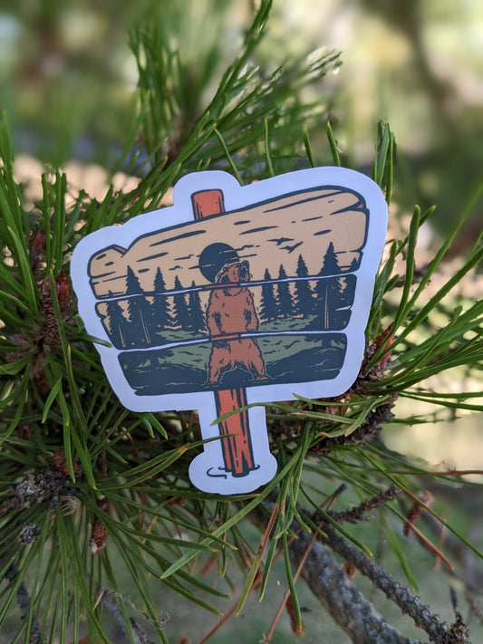 National Park Sign with Bear Sticker Twig Creations