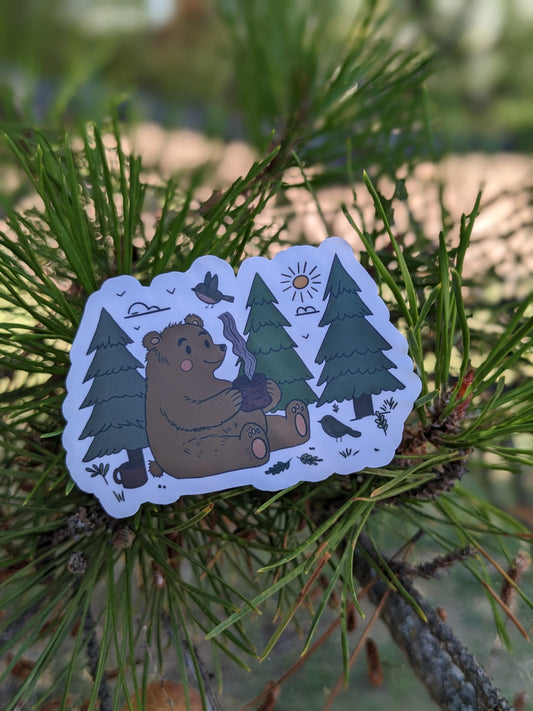 Bear Coffee Time Sticker Twig Creations