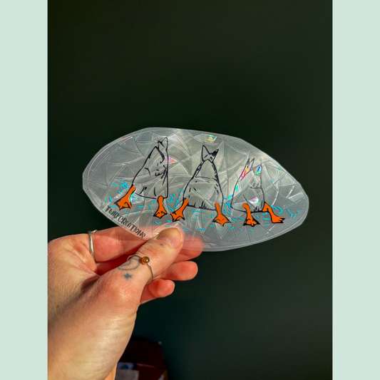 Three Dabbling Ducks Rainbow Window Cling