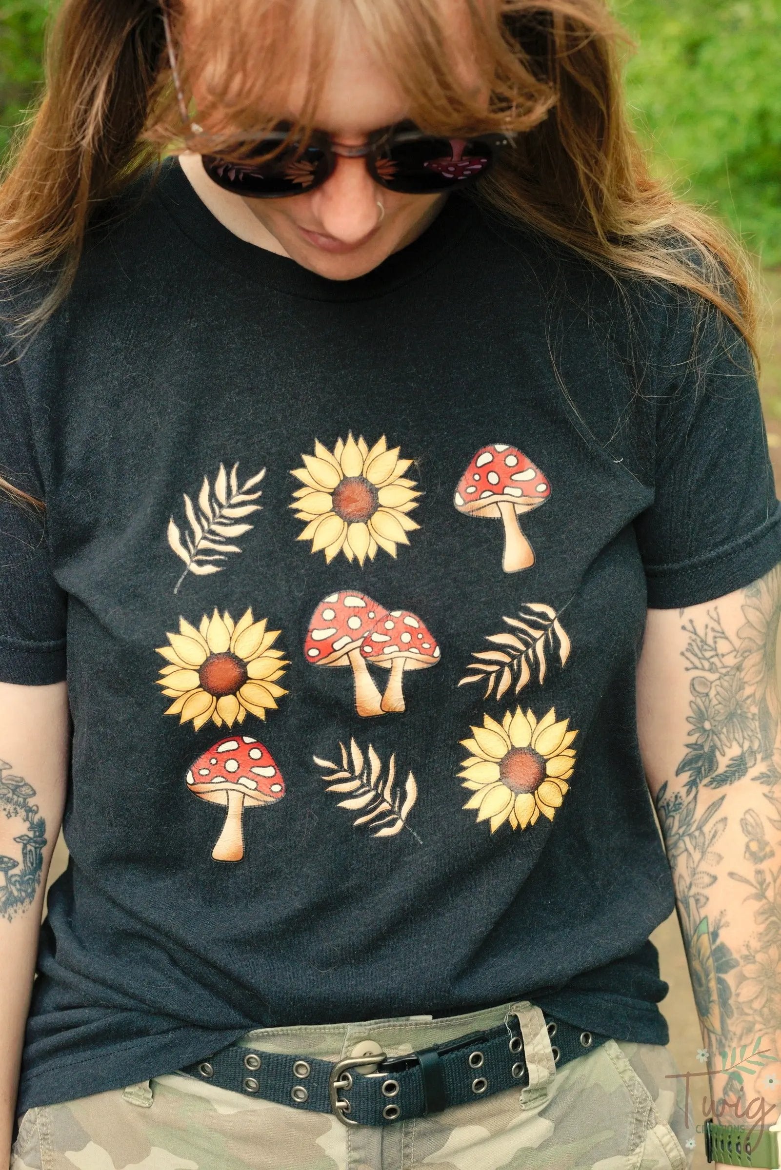 Shrooms & Blooms T-shirt Twig Creations