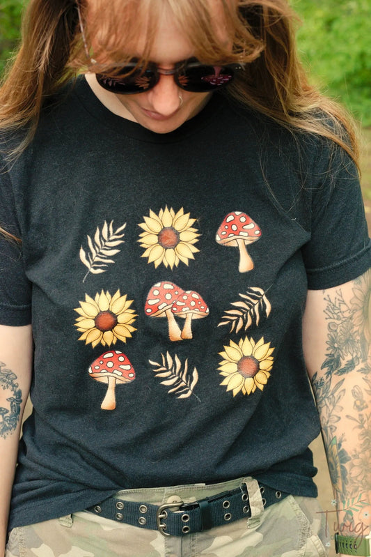 Shrooms & Blooms T-shirt Twig Creations