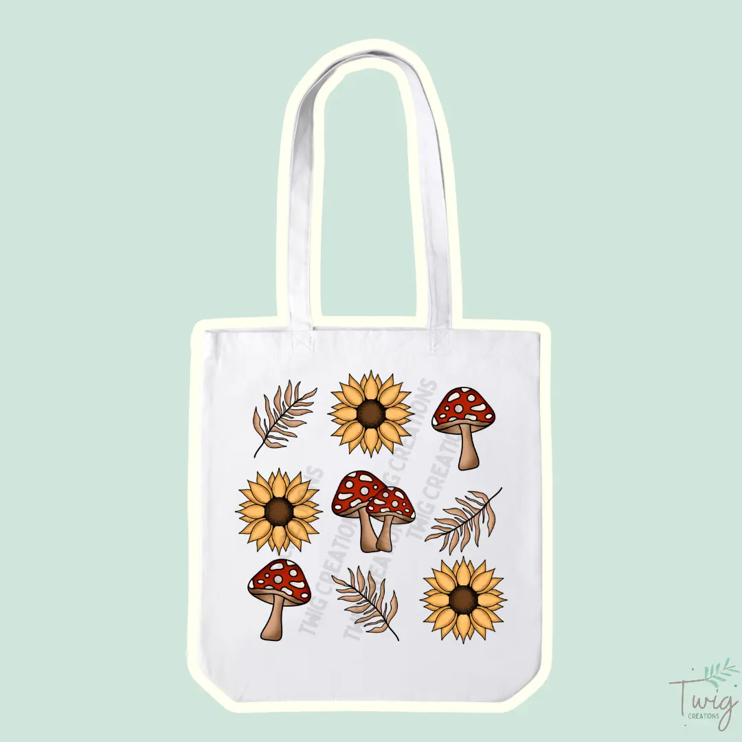 Shrooms & Blooms Tote Bag Twig Creations
