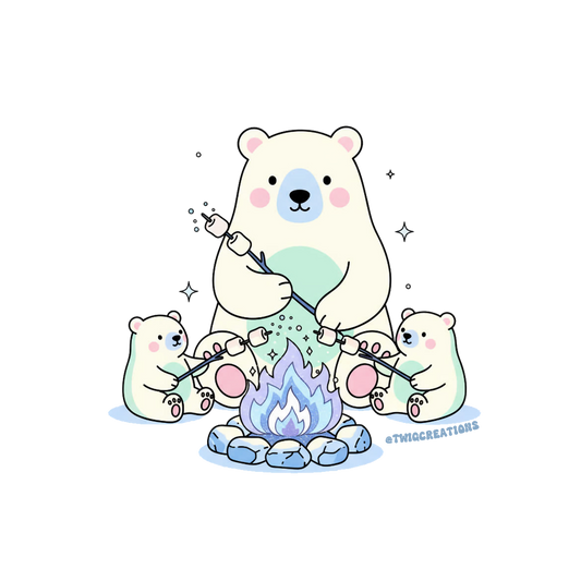 Polar Bears Roasting Marshmallows Sticker Twig Creations