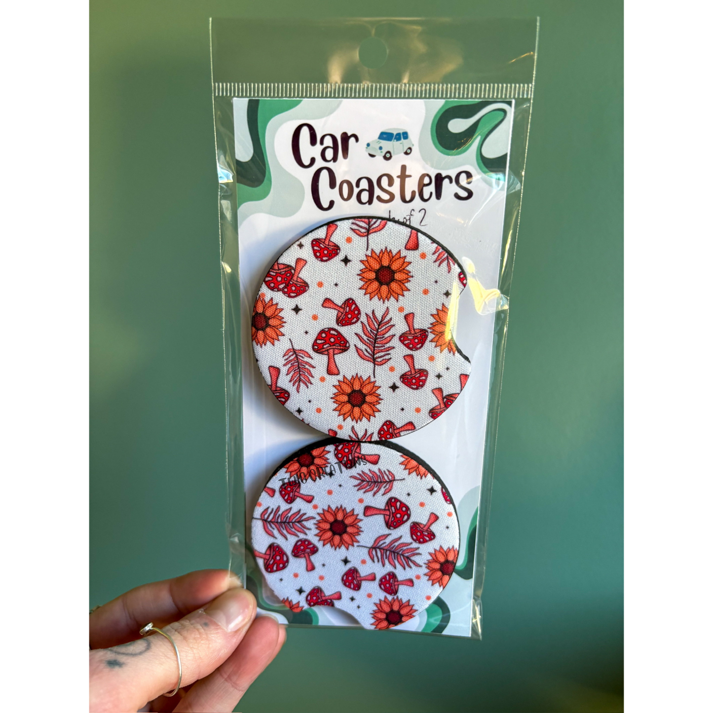 Shrooms & Blooms Car Coasters